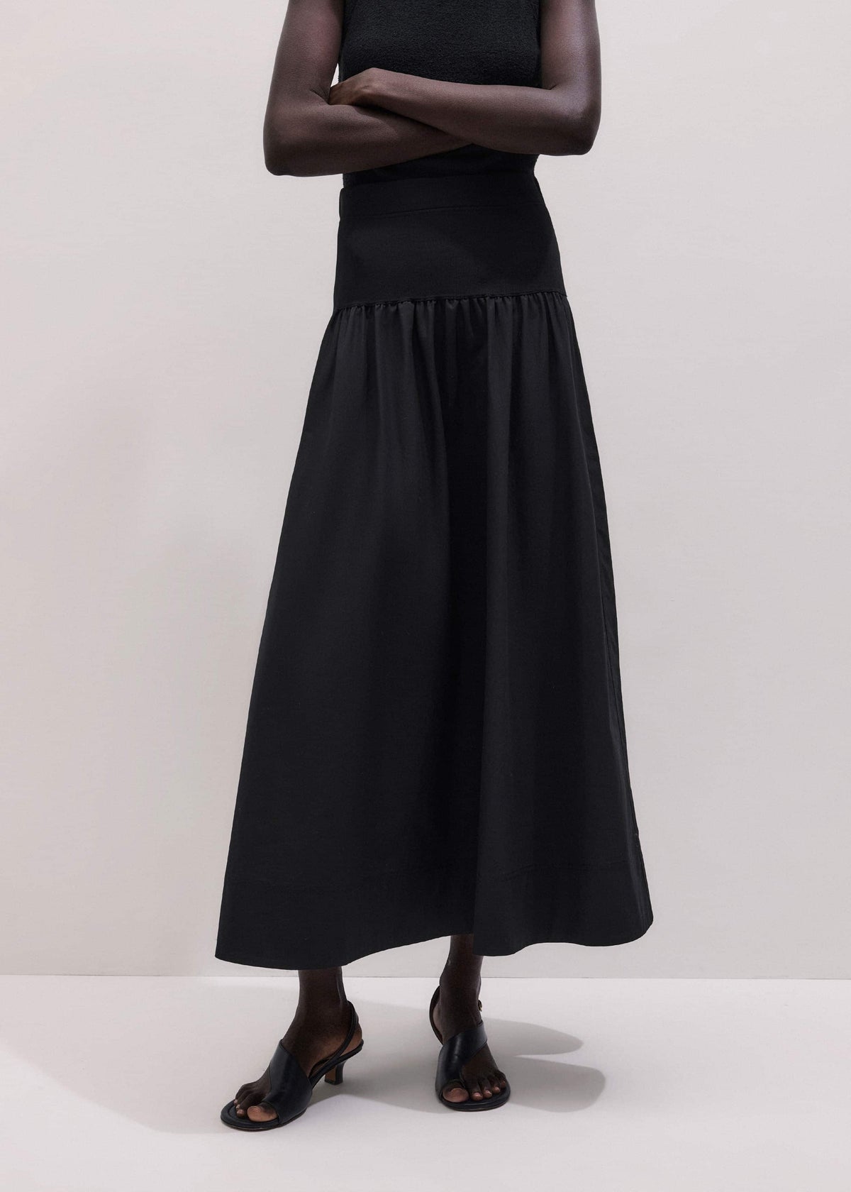 ME+EM Black Mixed Media Maxi Skirt
