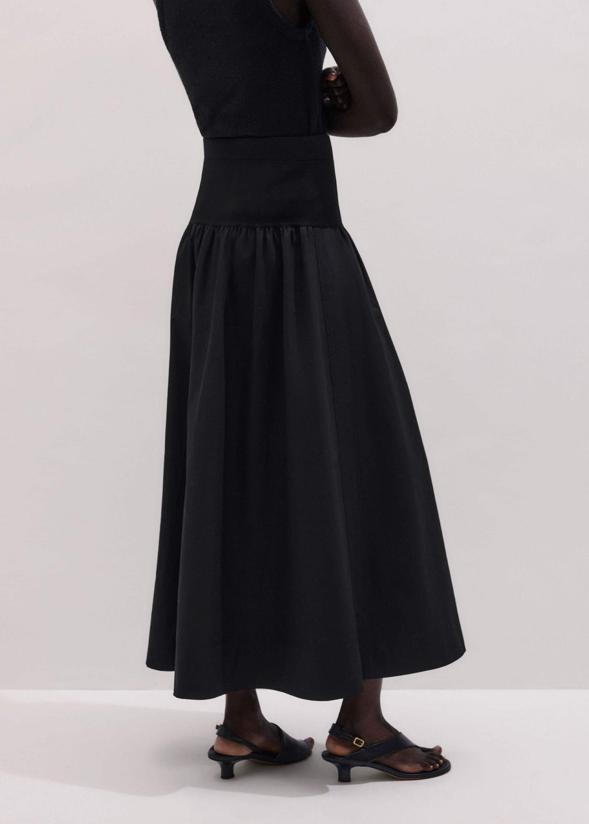 ME+EM Black Mixed Media Maxi Skirt