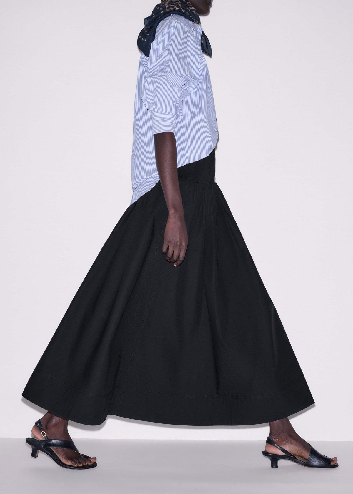 ME+EM Black Mixed Media Maxi Skirt