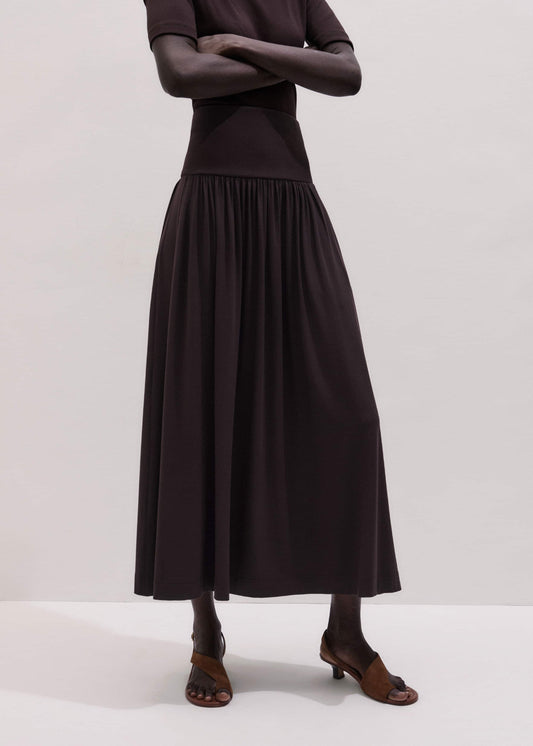 ME+EM Brown Soft Sculpt Maxi Skirt