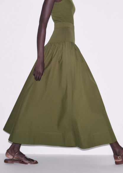 ME+EM Olive Green Mixed Media Maxi Skirt
