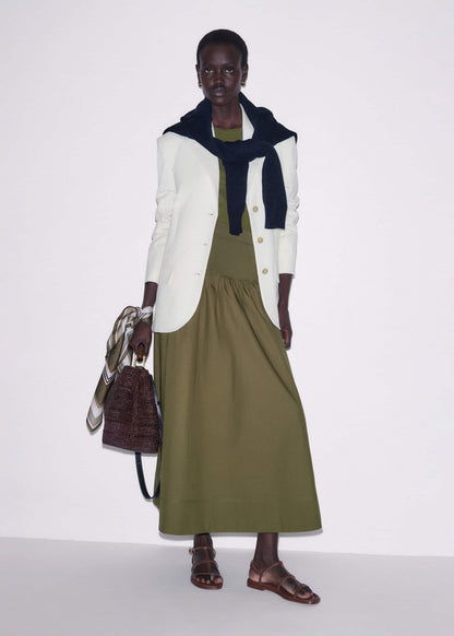 ME+EM Olive Green Mixed Media Maxi Skirt