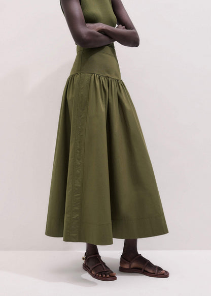 ME+EM Olive Green Mixed Media Maxi Skirt