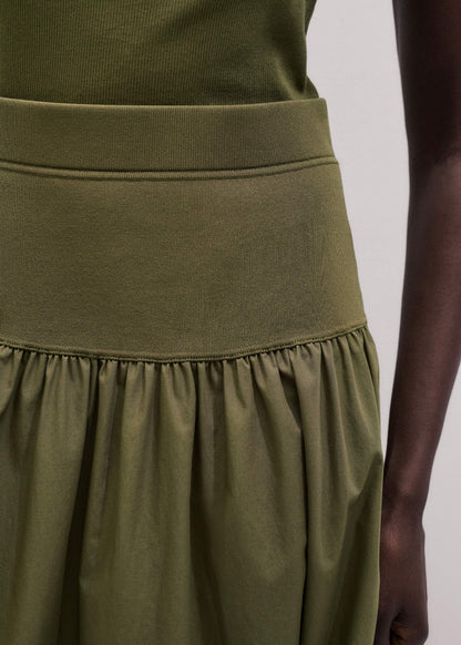 ME+EM Olive Green Mixed Media Maxi Skirt