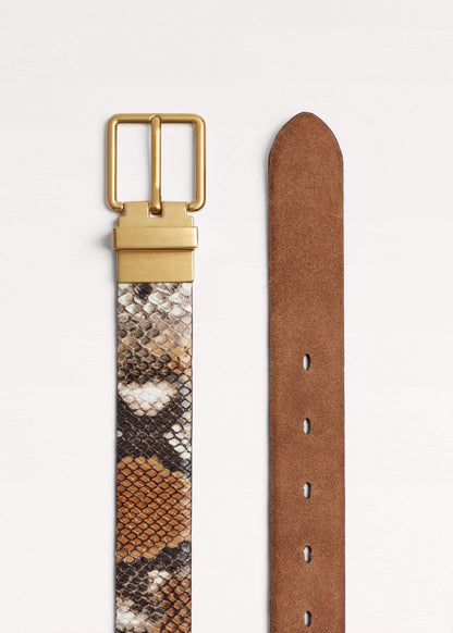 ME+EM Tan Snake Print Reversible Belt