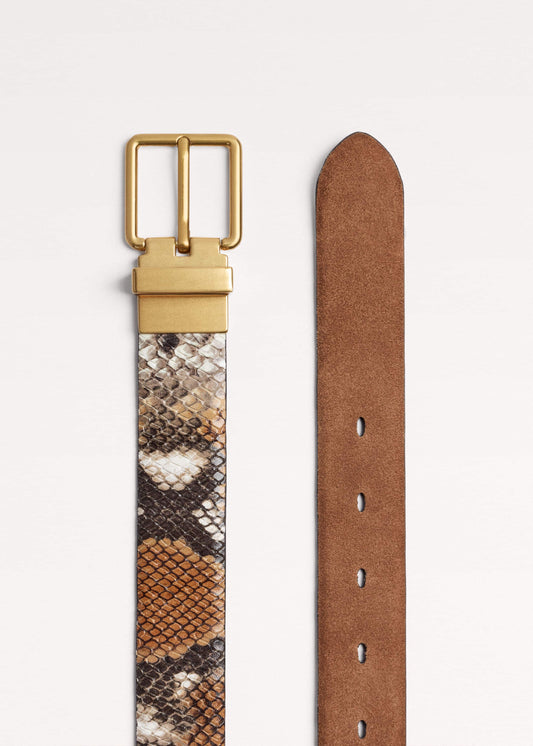 ME+EM Tan Snake Print Reversible Belt