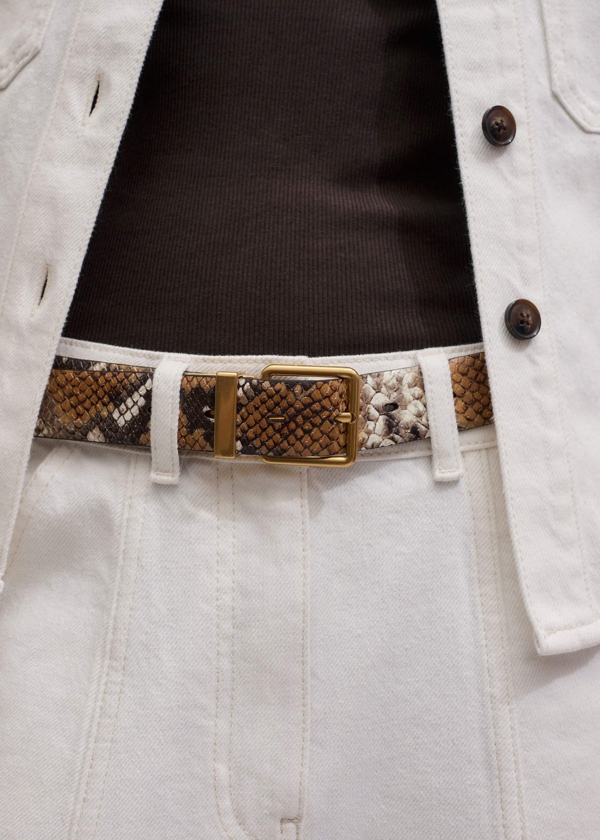 ME+EM Tan Snake Print Reversible Belt