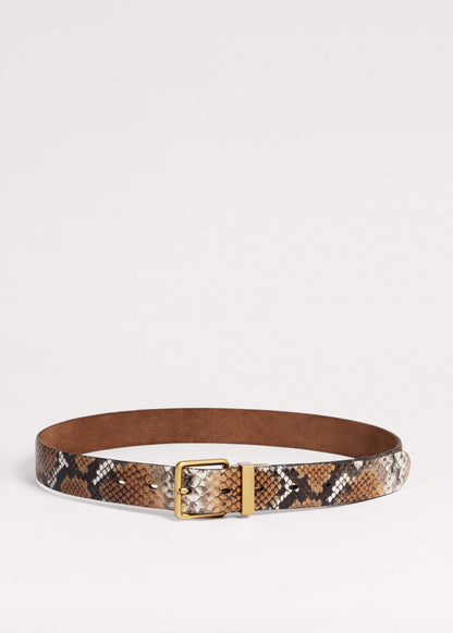 ME+EM Tan Snake Print Reversible Belt