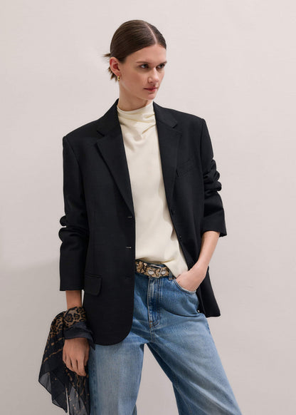 ME+EM Cream Silk Elevated Cowl Neck Top