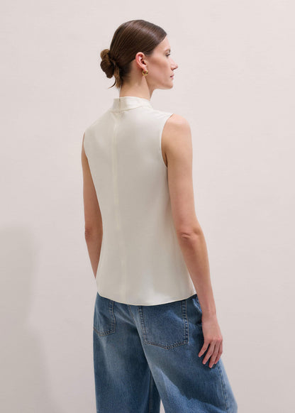 ME+EM Cream Silk Elevated Cowl Neck Top