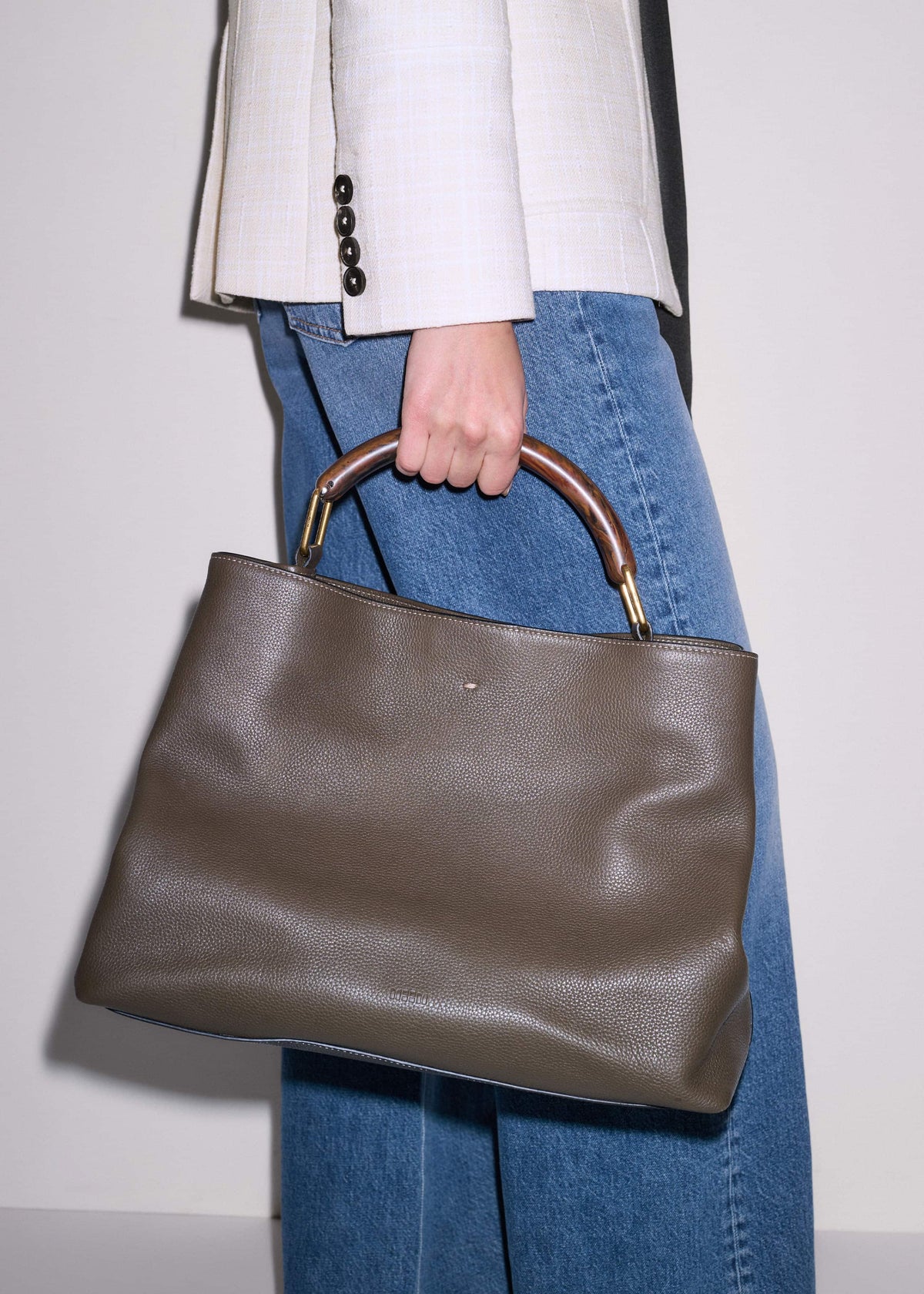 ME+EM Olive Green Leather Soft Constructed Day Bag