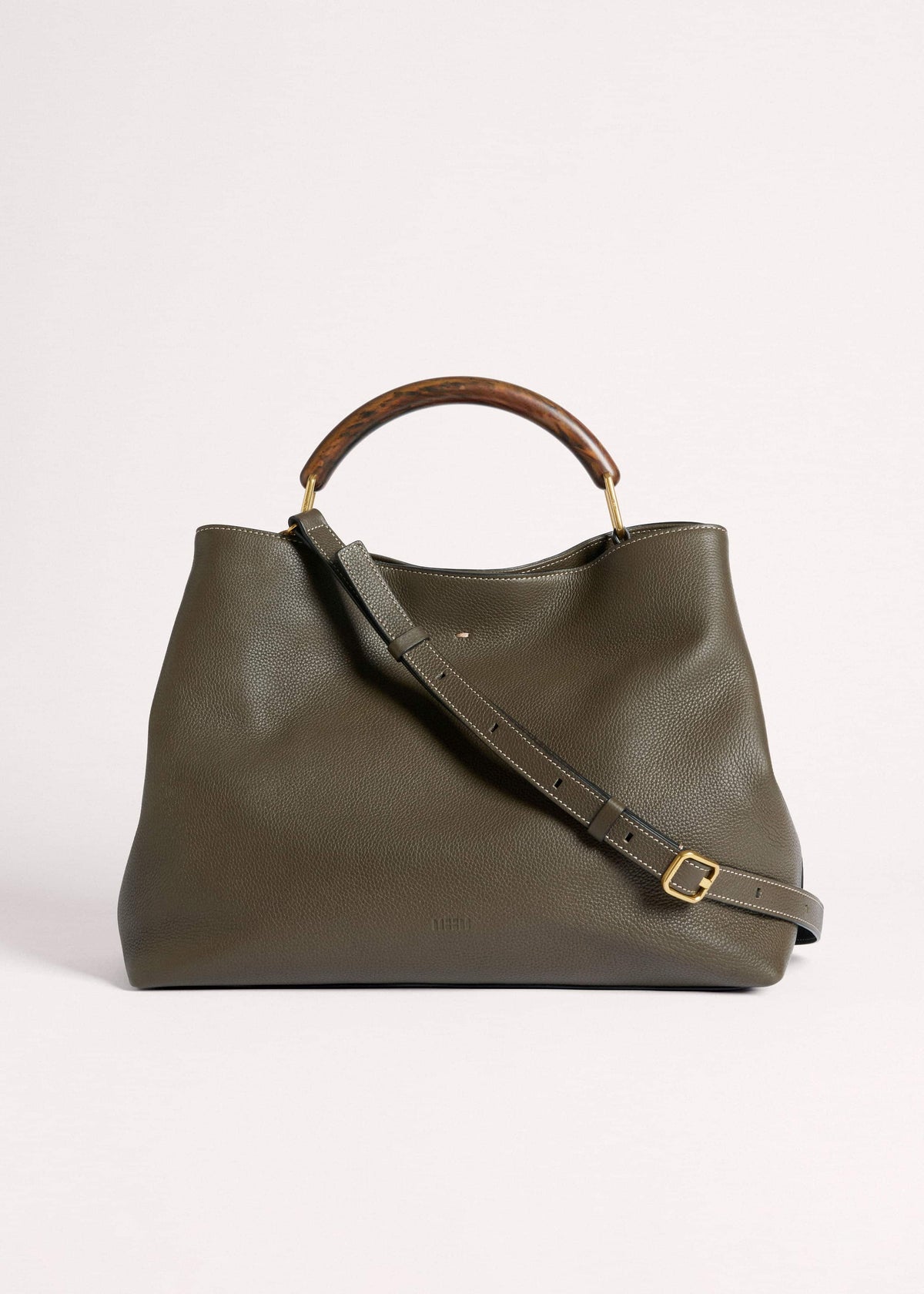 ME+EM Olive Green Leather Soft Constructed Day Bag