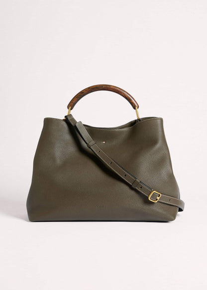 ME+EM Olive Green Leather Soft Constructed Day Bag