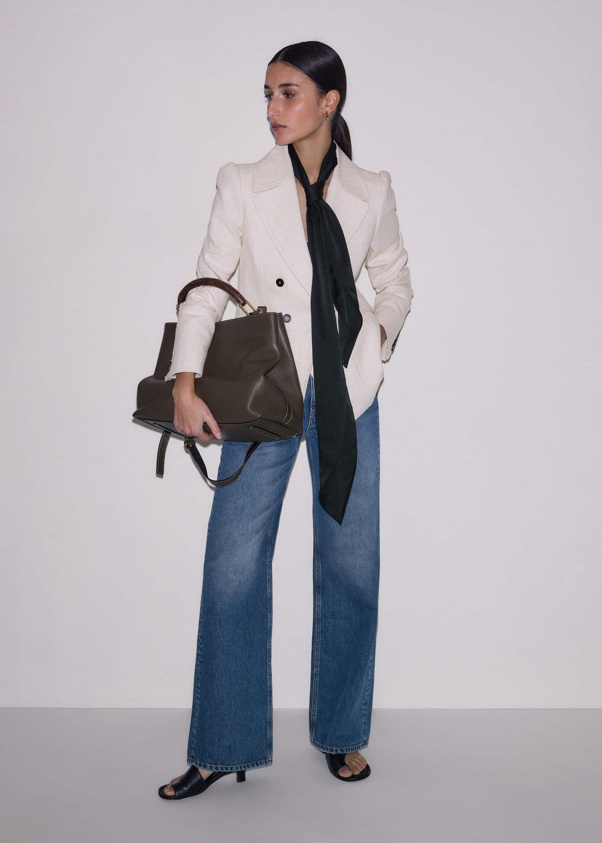 ME+EM Olive Green Leather Soft Constructed Day Bag