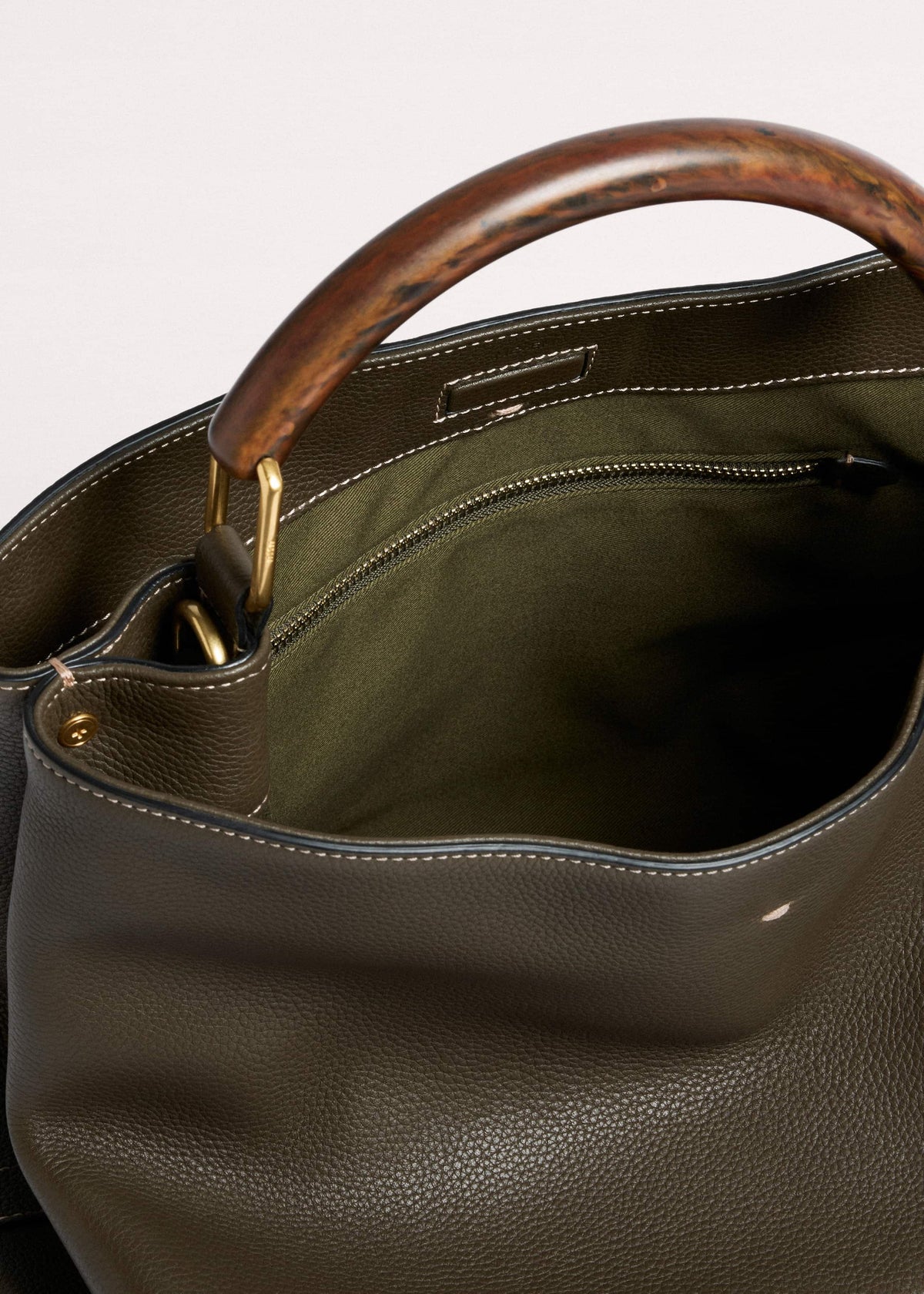 ME+EM Olive Green Leather Soft Constructed Day Bag