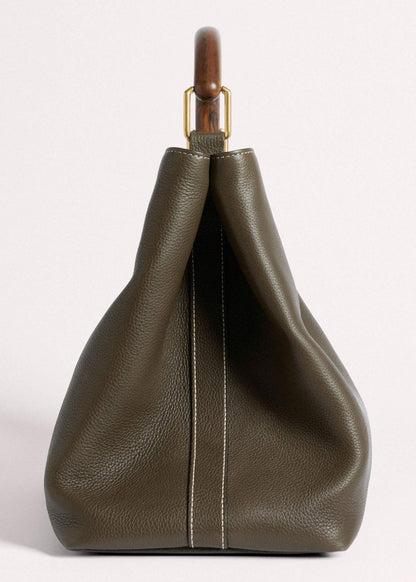 ME+EM Olive Green Leather Soft Constructed Day Bag