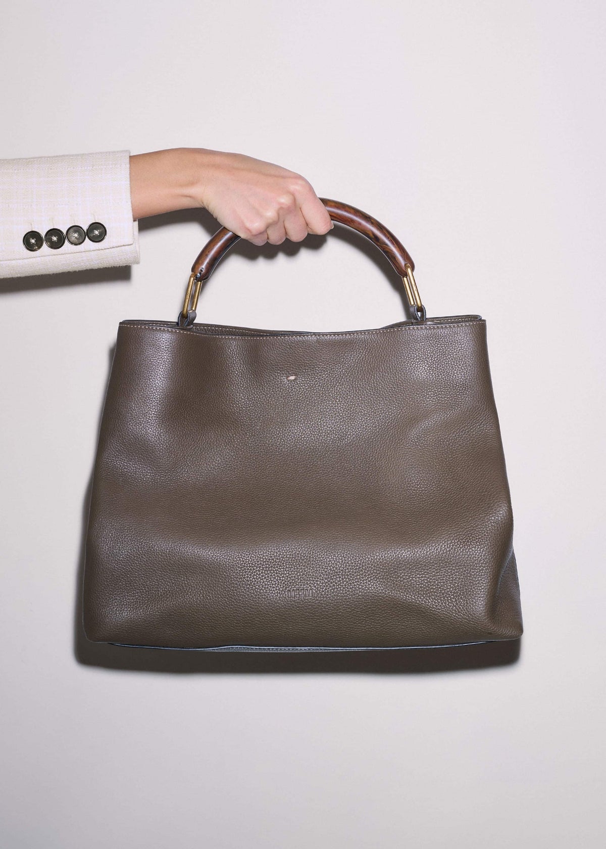 ME+EM Olive Green Leather Soft Constructed Day Bag