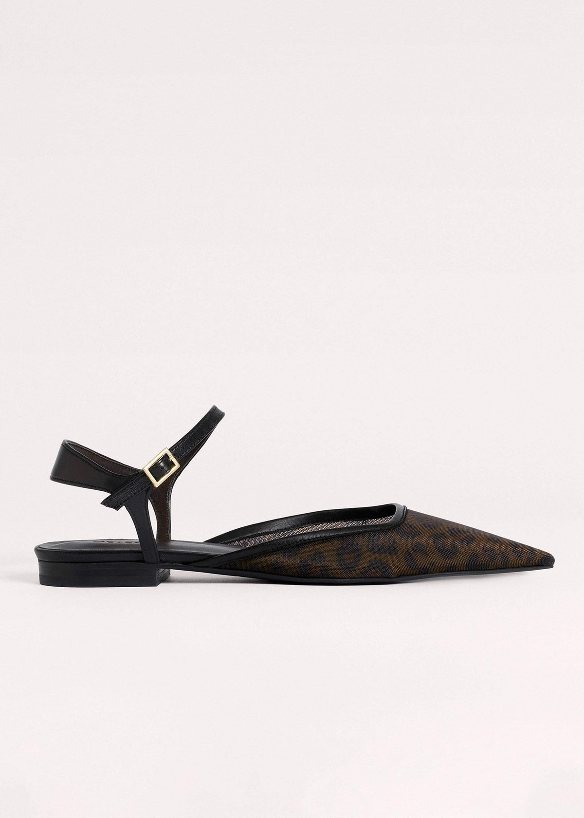 ME+EM Brown Leopard Print Mesh Point-Toe Flat