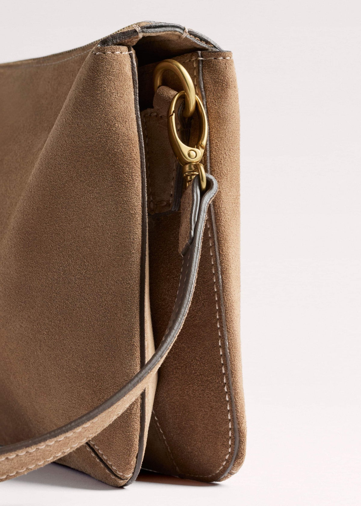 ME+EM Brown Suede Double Pouch Crossbody Bag
