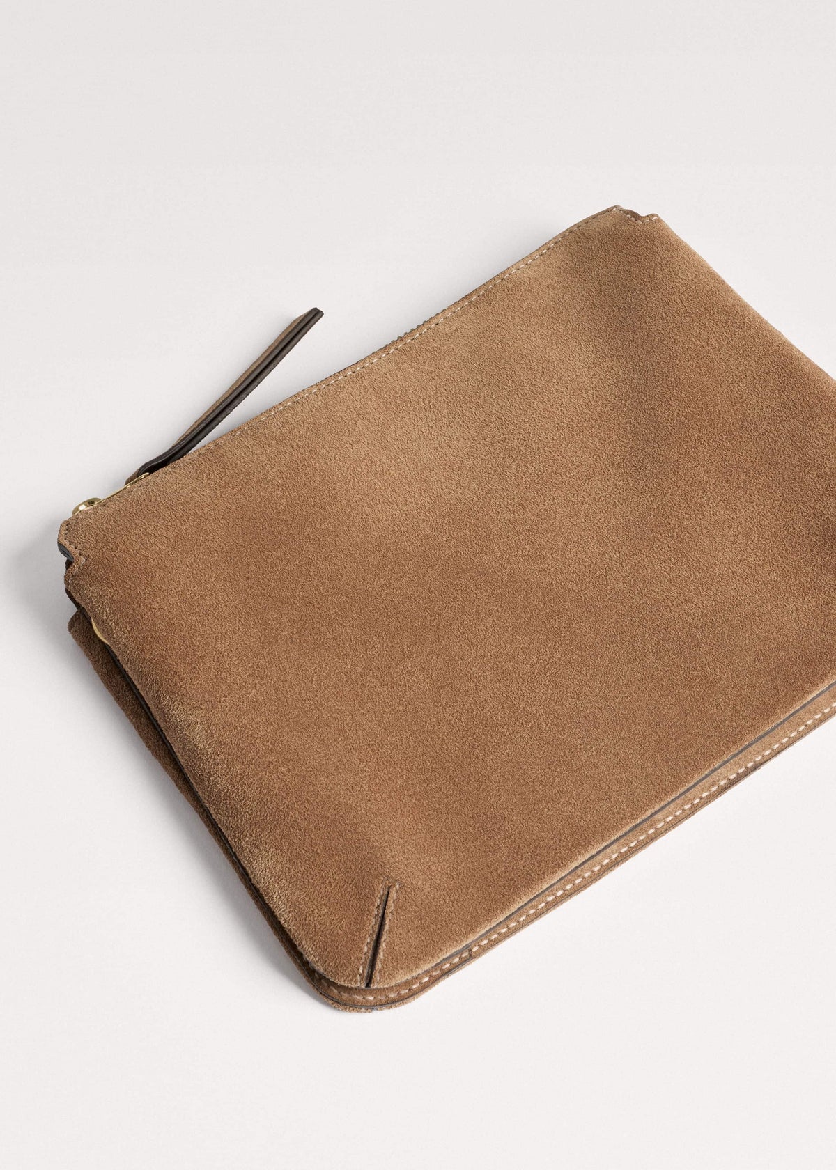 ME+EM Brown Suede Double Pouch Crossbody Bag