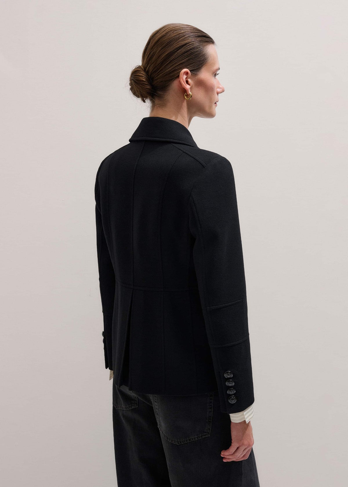 ME+EM Black Longline Fitted Military Jacket