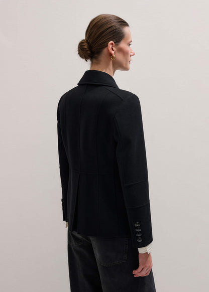 ME+EM Black Longline Fitted Military Jacket