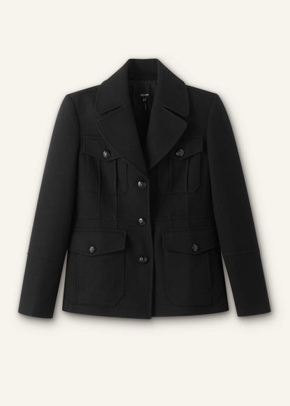 ME+EM Black Longline Fitted Military Jacket