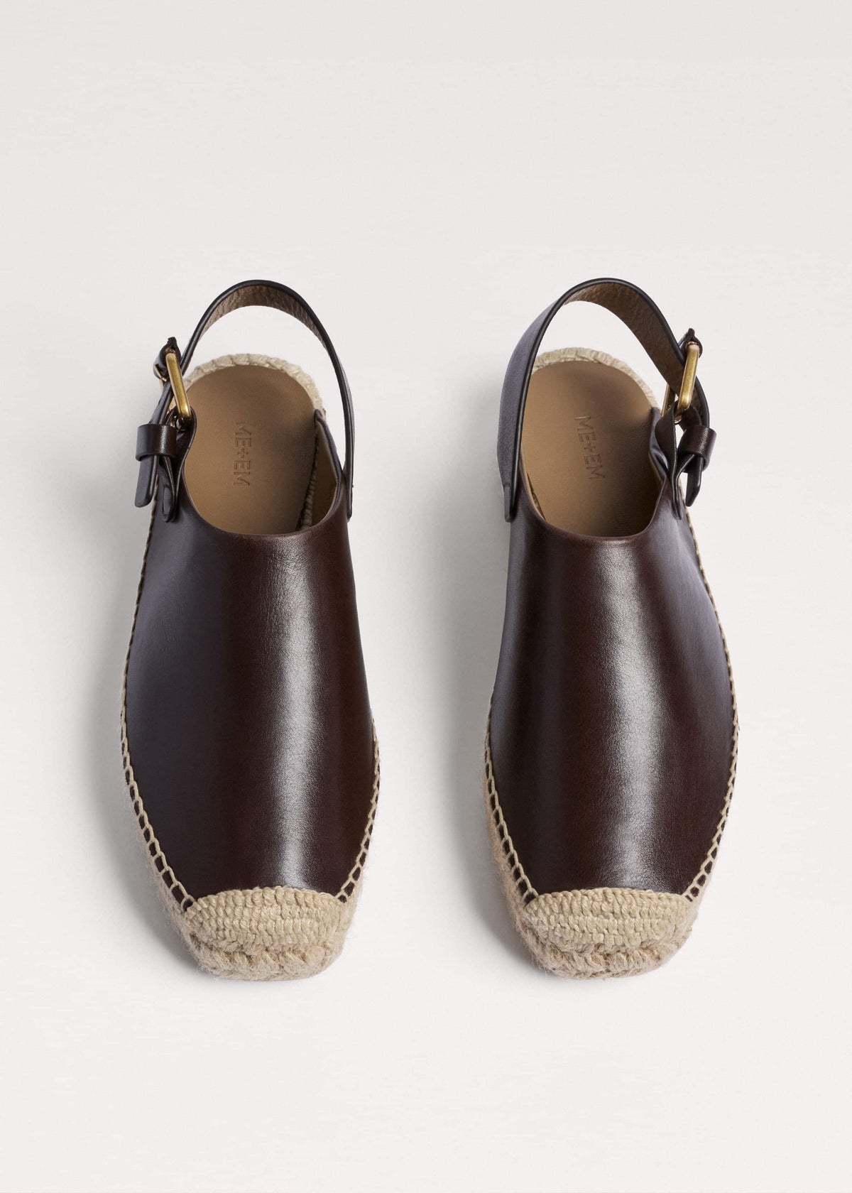 ME+EM Brown Leather Slingback Espadrille