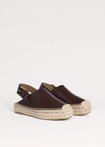ME+EM Brown Leather Slingback Espadrille