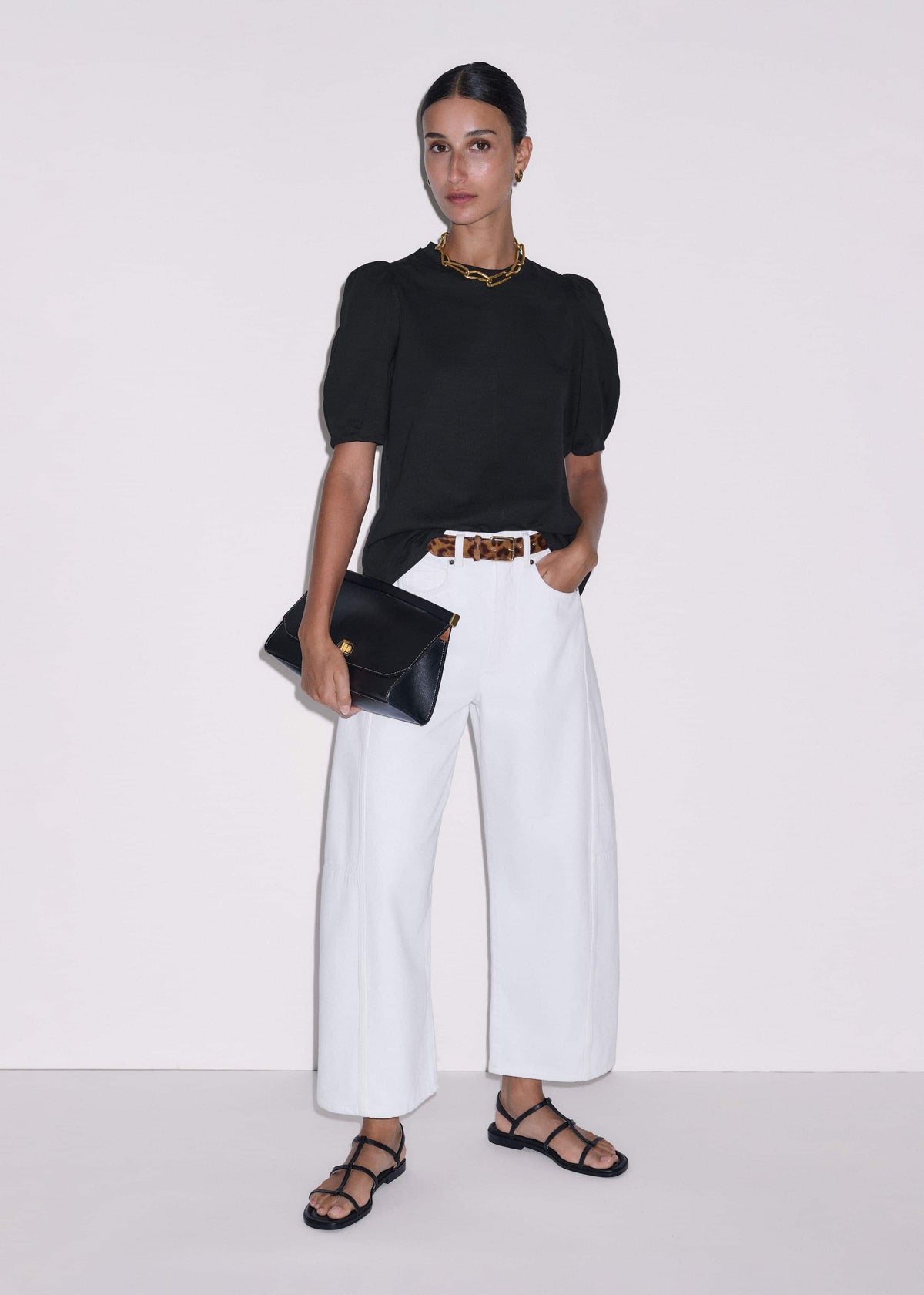 ME+EM Black Feminine Swing Top