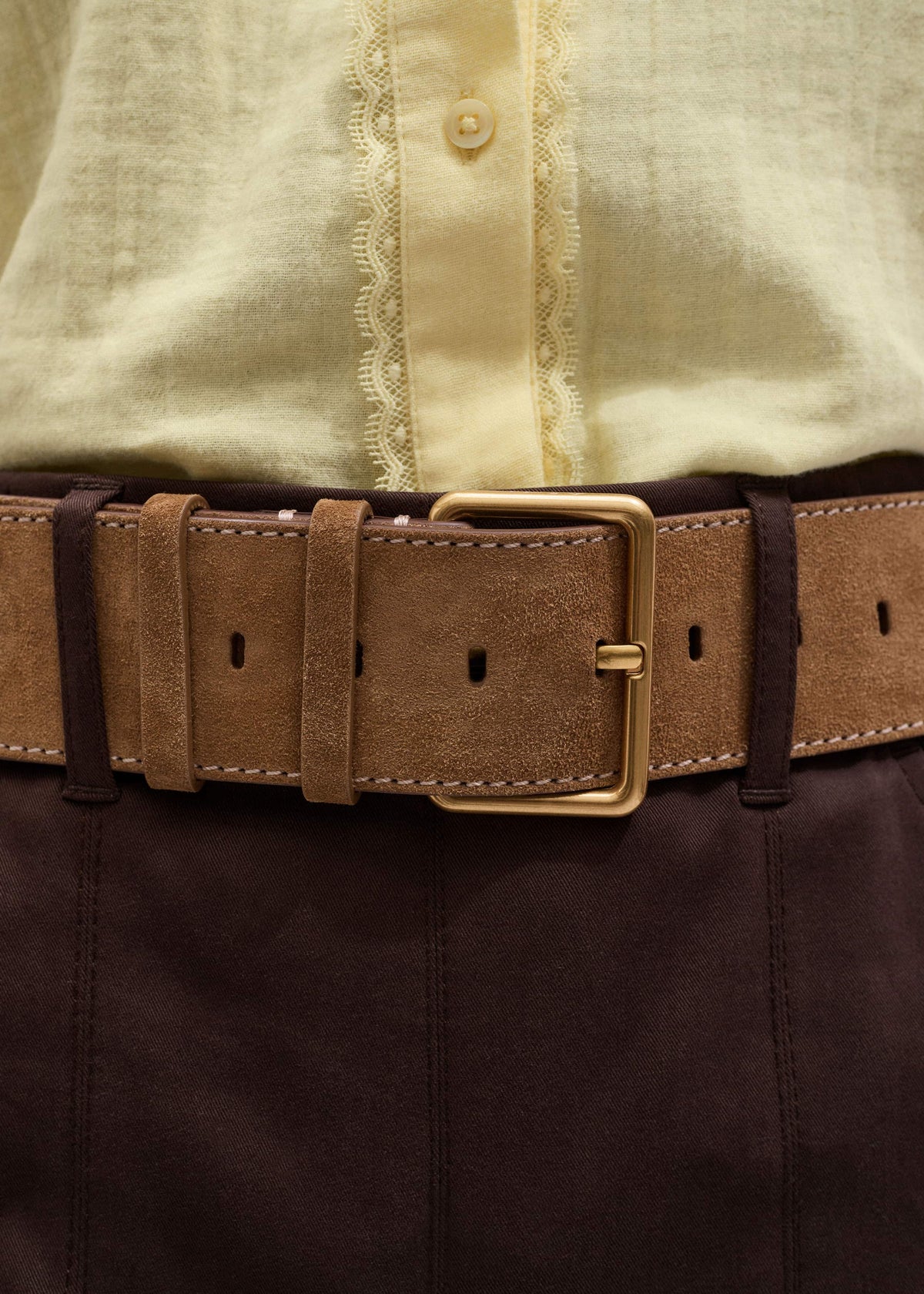 ME+EM Brown Wide Waist Belt