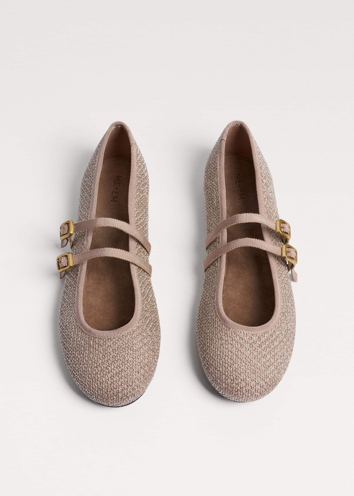 ME+EM Gold Mesh AM-PM Ballet Flat