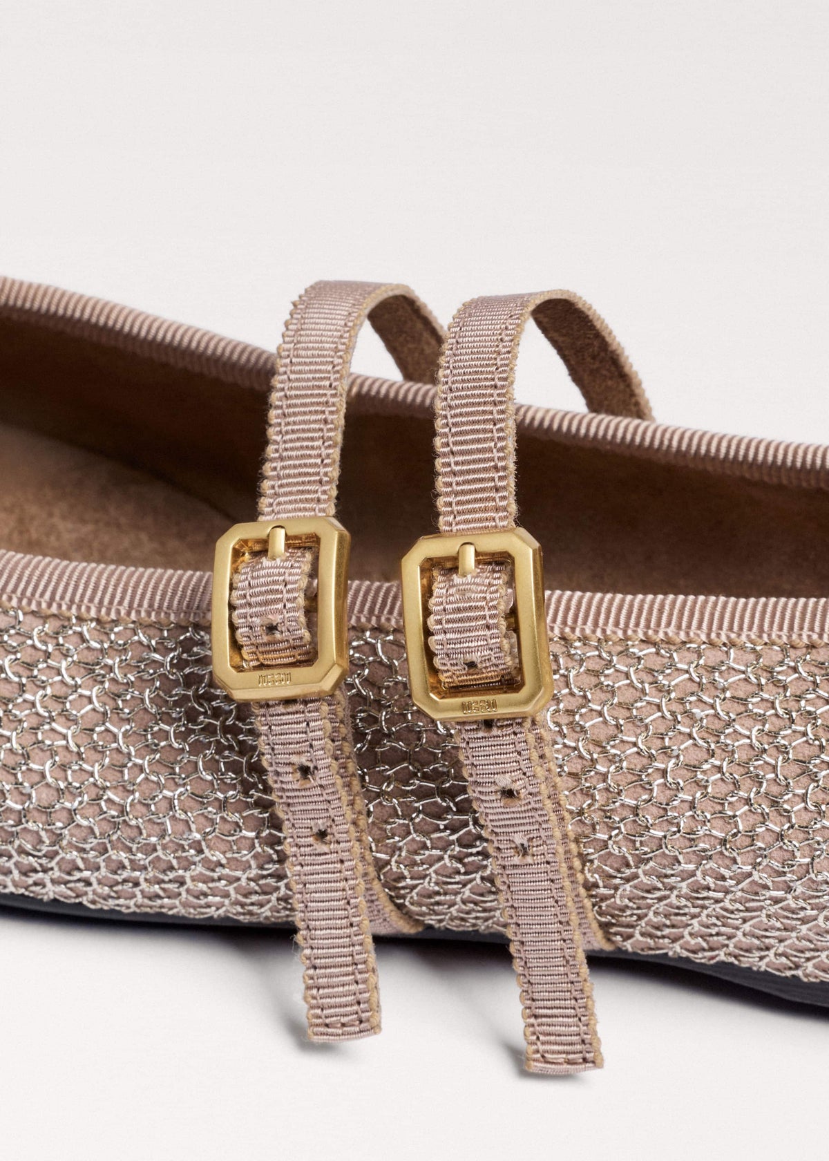 ME+EM Gold Mesh AM-PM Ballet Flat