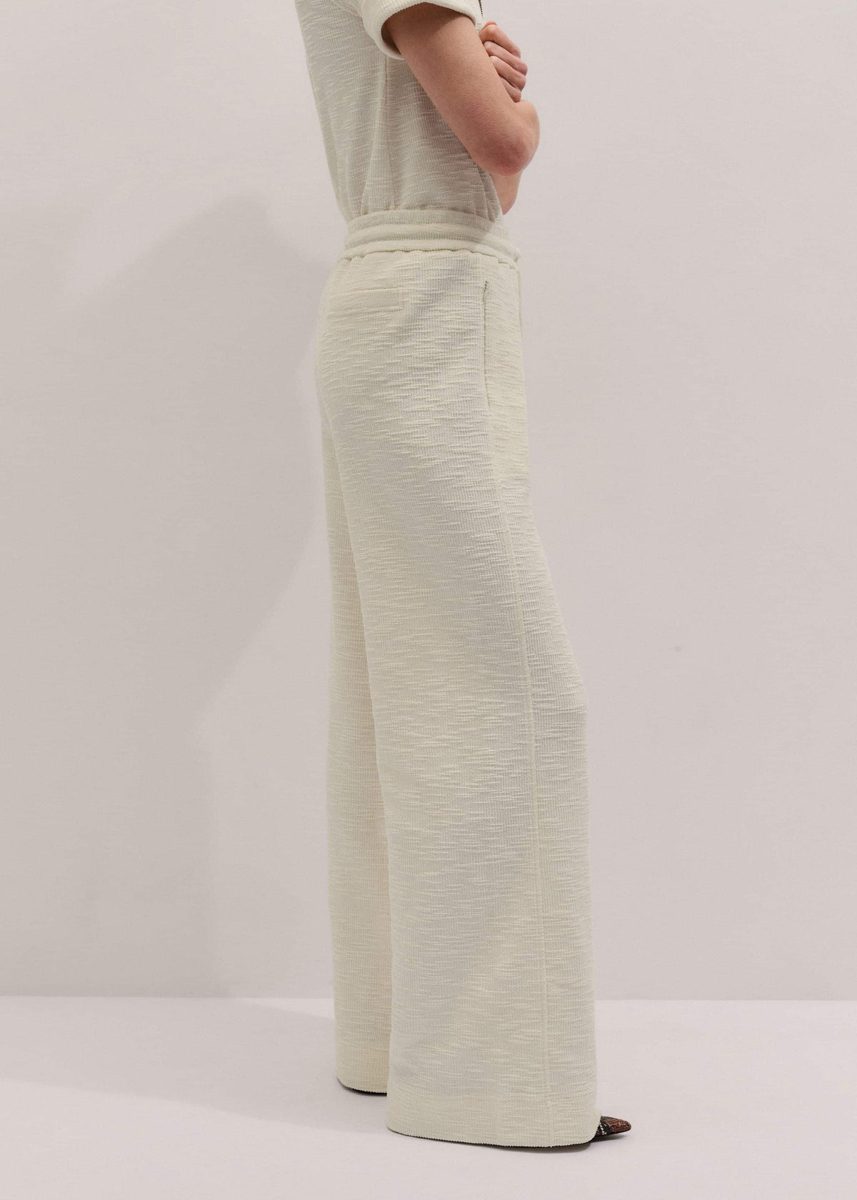 ME+EM Cream Wide-Leg Track Pant
