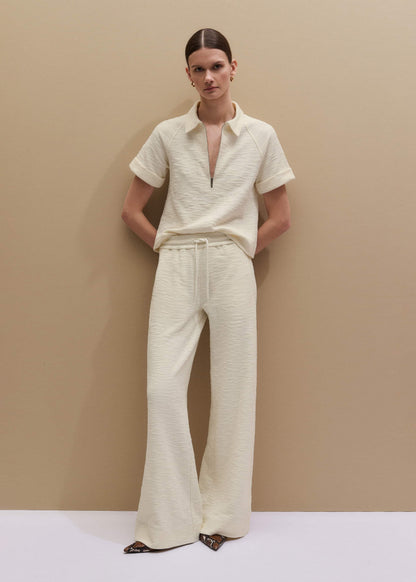 ME+EM Cream Wide-Leg Track Pant