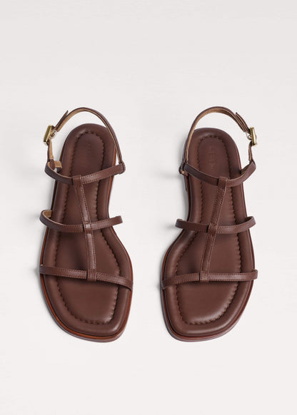 ME+EM Dark Brown Caged Flat Sandal