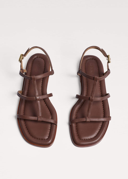 ME+EM Dark Brown Caged Flat Sandal