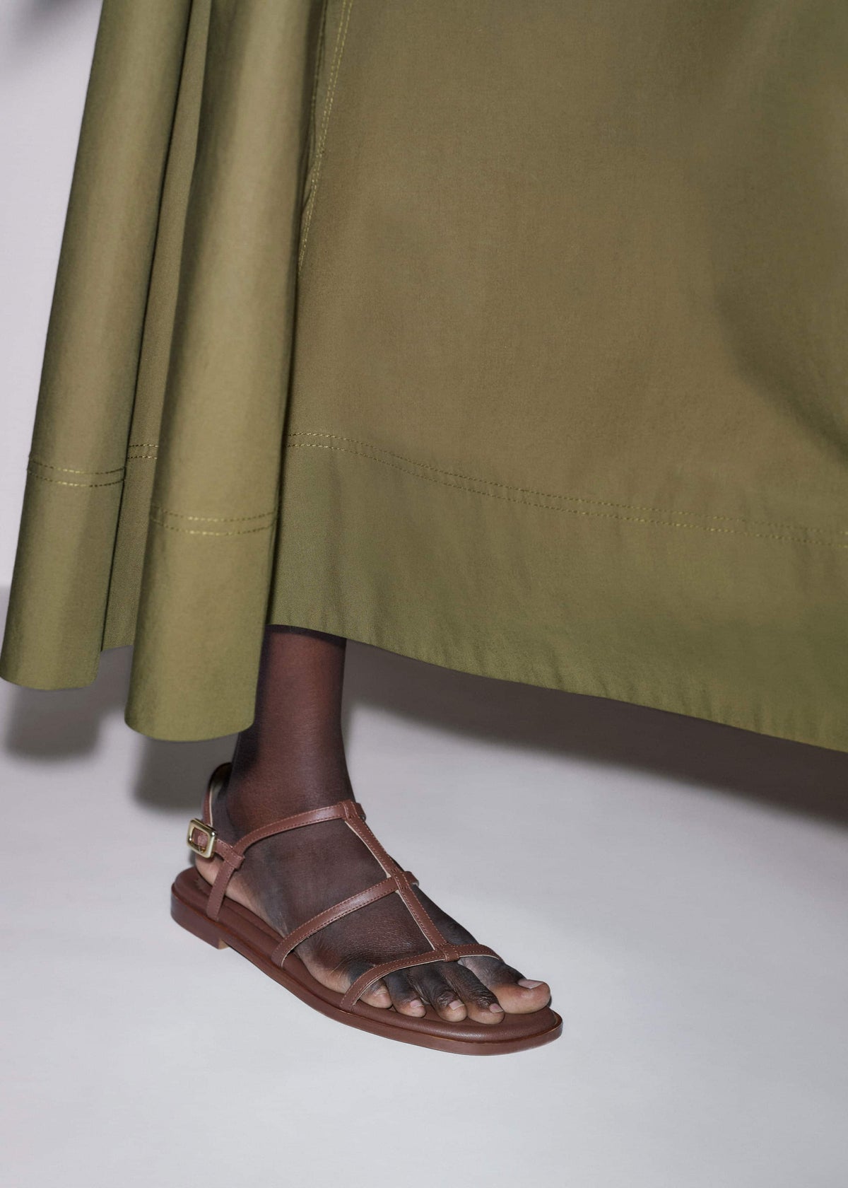 ME+EM Dark Brown Caged Flat Sandal