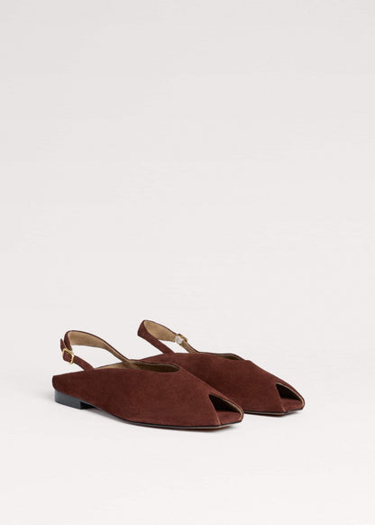 ME+EM Cinnamon Brown Peep Toe Flat