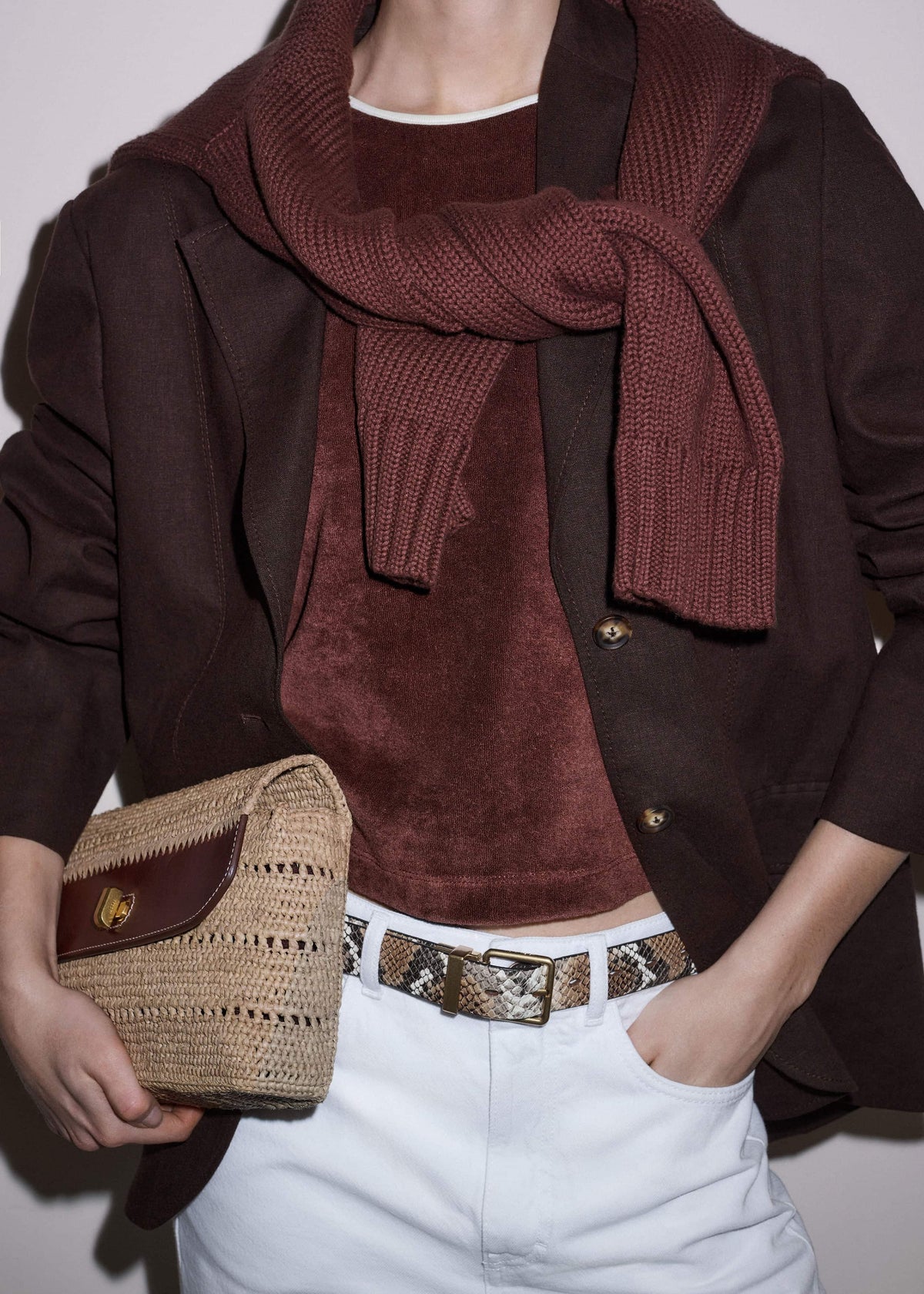 ME+EM Cinnamon Brown Halterneck Top