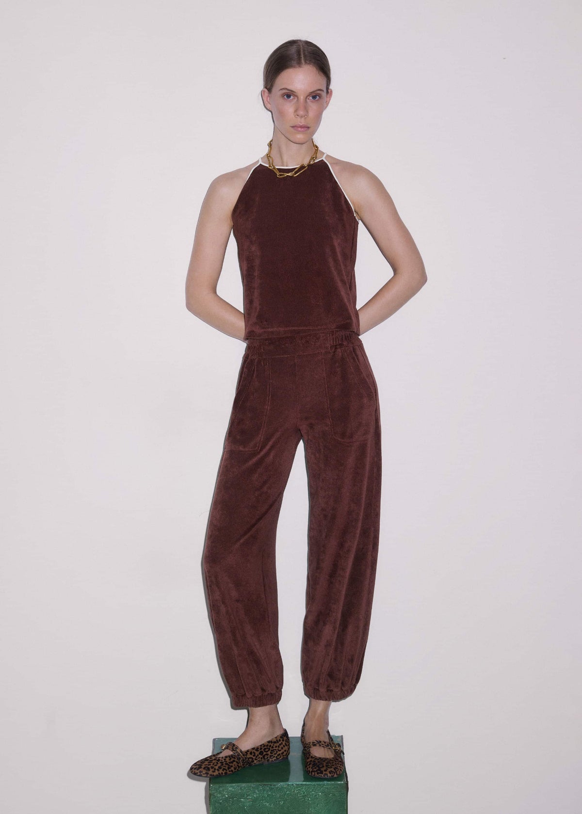ME+EM Cinnamon Brown Halterneck Top