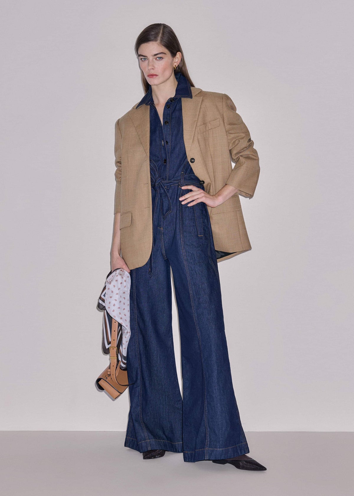 ME+EM Blue Relaxed Wide-Leg AM-PM Jumpsuit