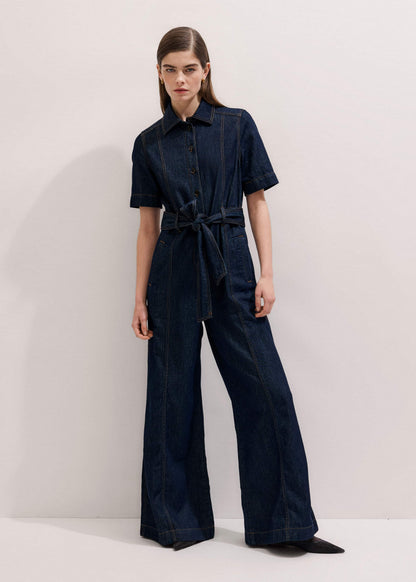 ME+EM Blue Relaxed Wide-Leg AM-PM Jumpsuit