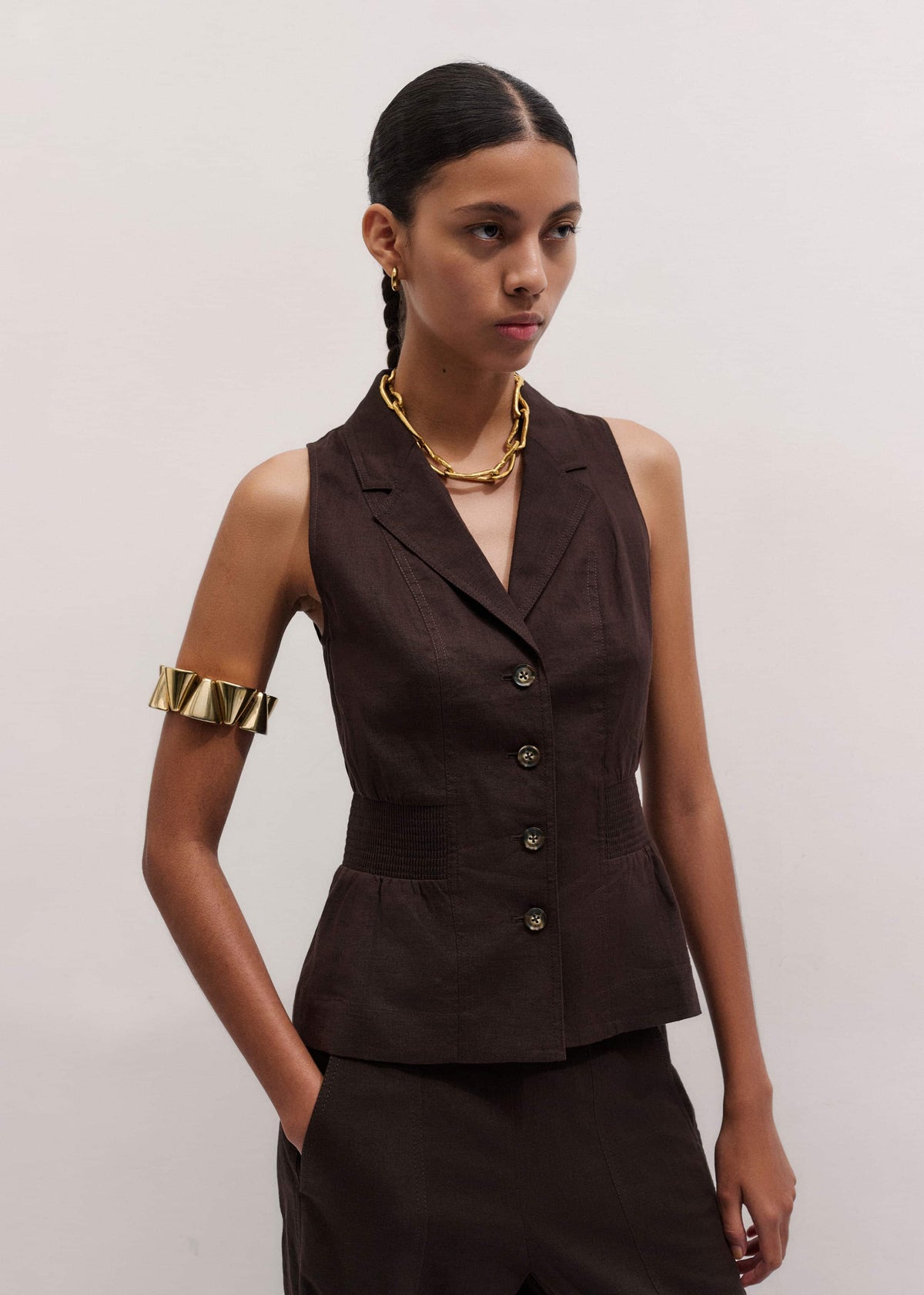 ME+EM Brown Halterneck Vest
