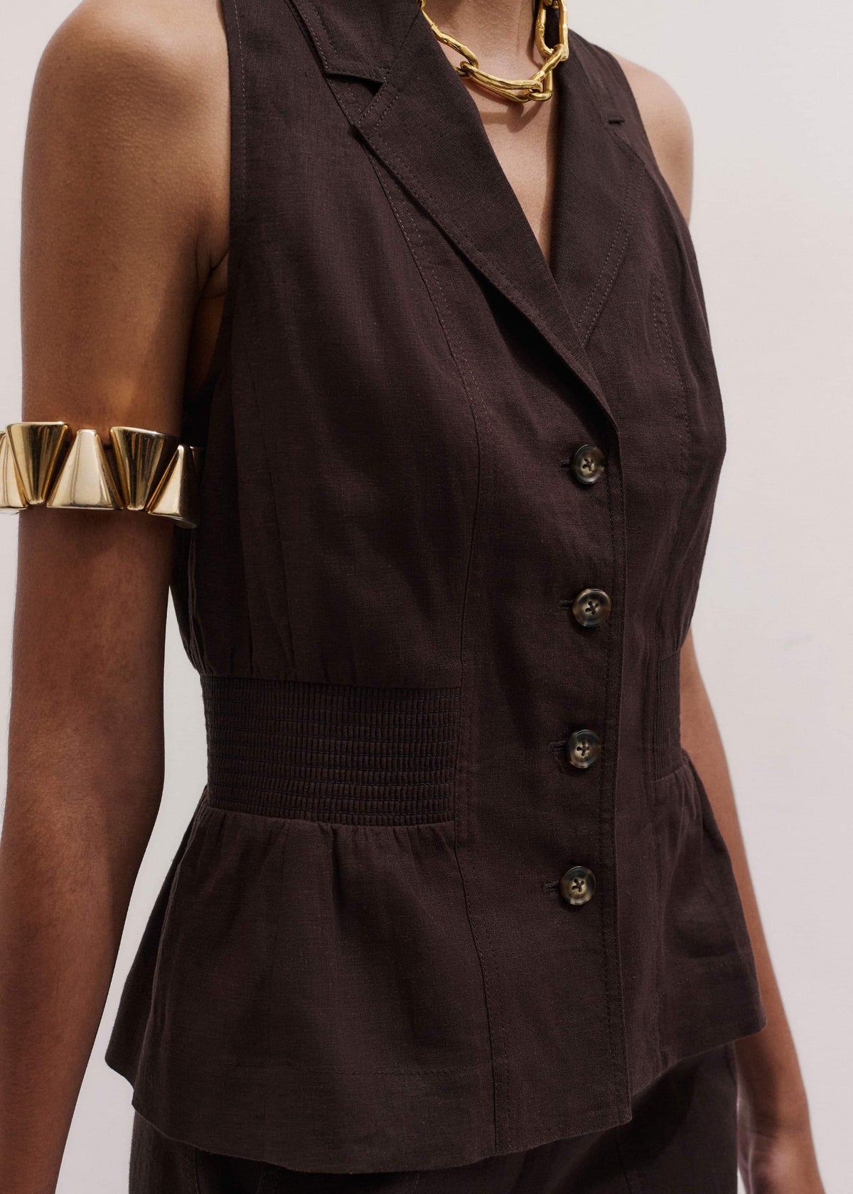 ME+EM Brown Halterneck Vest