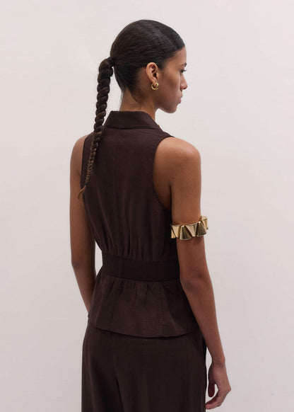 ME+EM Brown Halterneck Vest