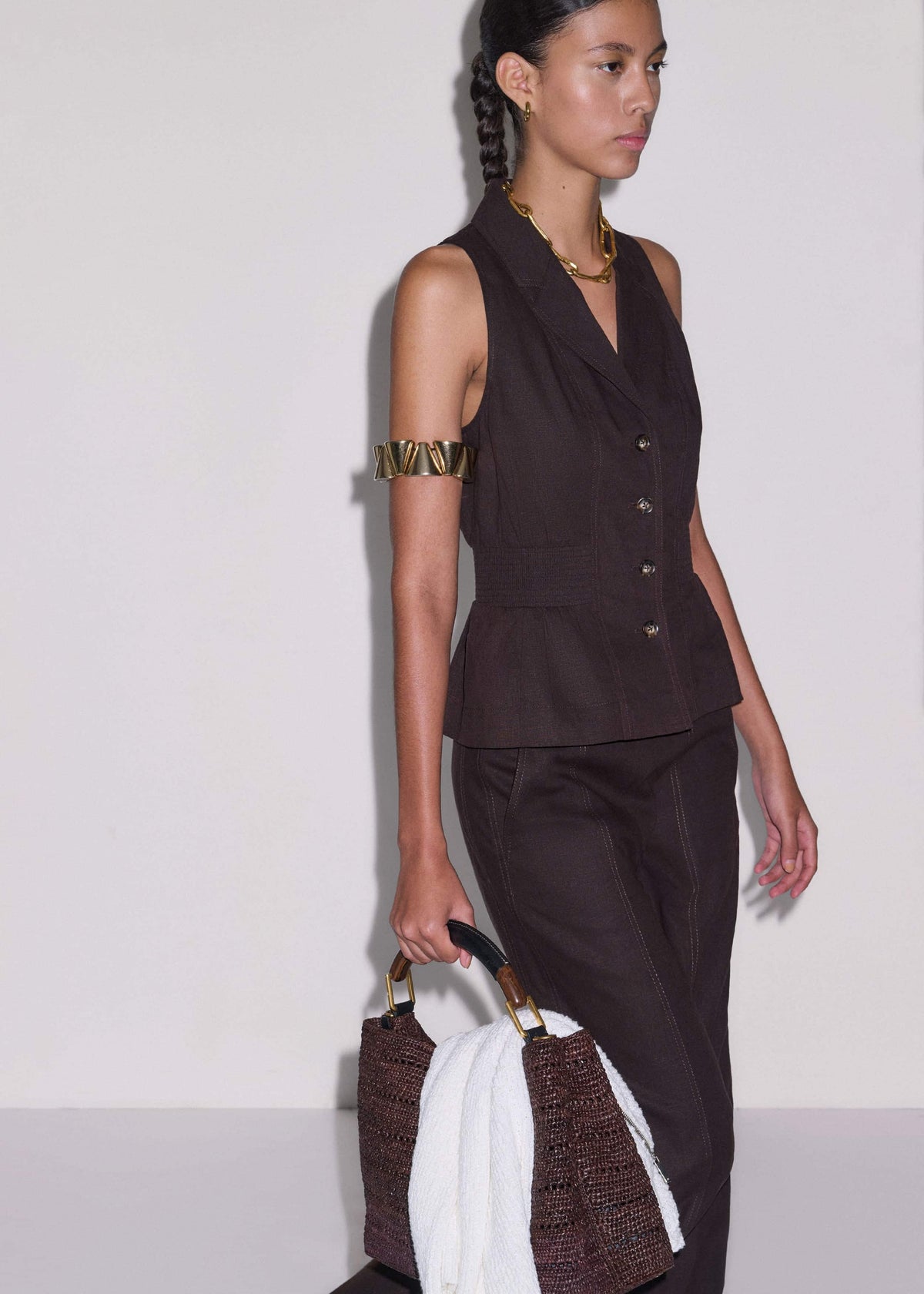ME+EM Brown Halterneck Vest