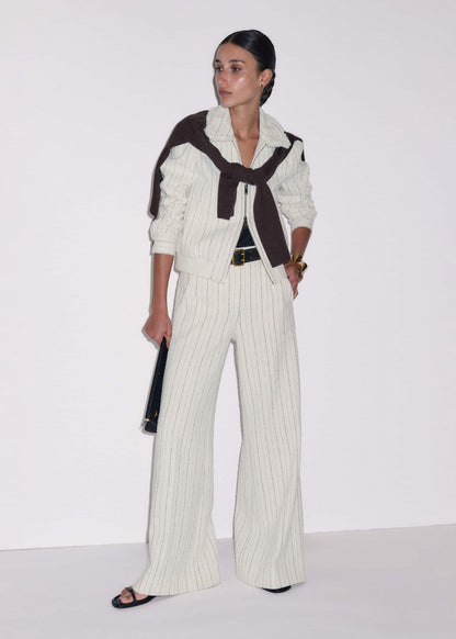 ME+EM Ivory Stripe Bomber Jacket