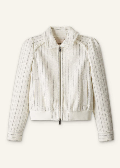 ME+EM Ivory Stripe Bomber Jacket