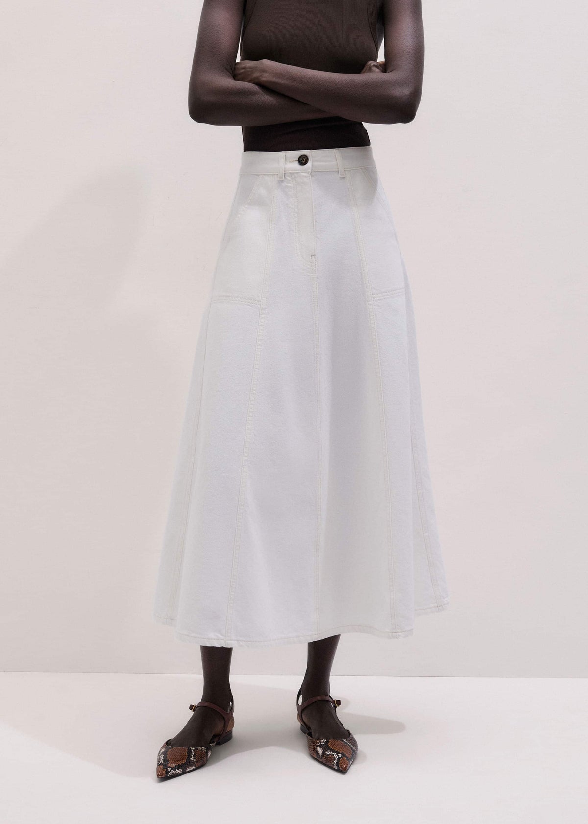 ME+EM White Panelled A-Line Maxi Skirt